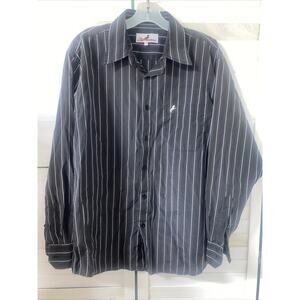Estilo Latino Men's Long Sleeve Gray Stripe Button Up Shirt Western Sz Small